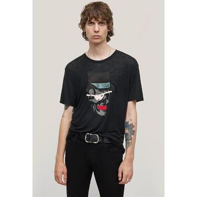 John Varvatos Ss Crew Tee - Top Hat Skull Black Maat: L | T-shirts met Print Outlet | Heren | Zwart