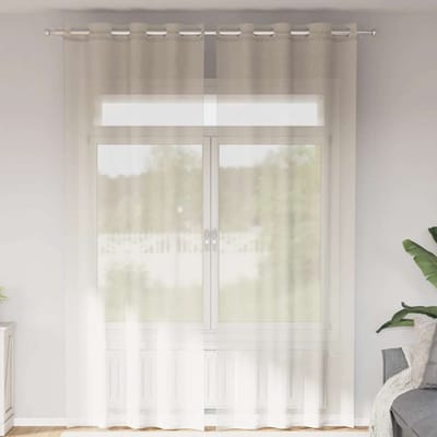 vidaXL - Gordijnen - voile - met - doorvoertules - 2 - st - 140x260 - cm - crèmekleurig