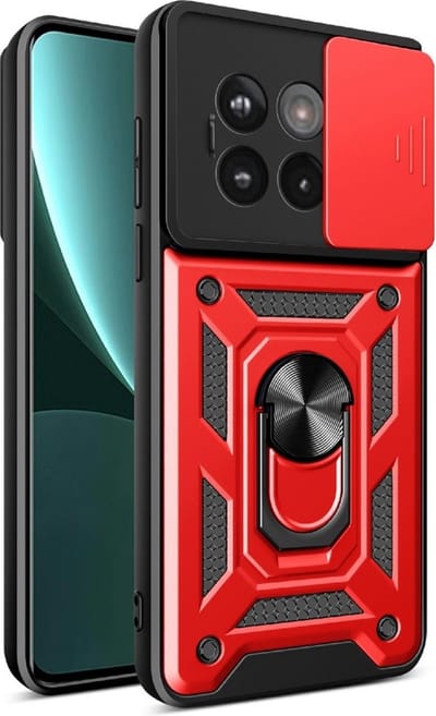 Coverup Hoesje - Geschikt voor OnePlus 13R Hoesje - Coverup Armor Ring Kickstand Back Cover met Camera Shield - Rood