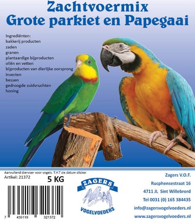 Zagers zachtvoermix grote parkiet en papegaai 5 kg