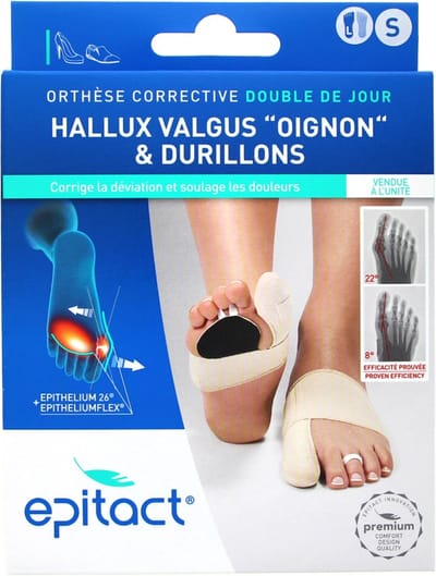 Epitact Dubbel Corrigerende Orthese met Epithelium Flex & Epithelium 26® maat S - links - hallux valgus - verzacht pijn in de voetzool en gewrichten - wasbaar