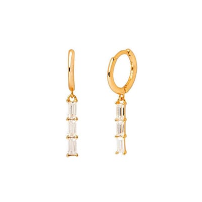 LILI Bar Oorringen / Oorbellen | Wit/Goud | Ø 10 mm | 20 x 5 mm | 925 Silver