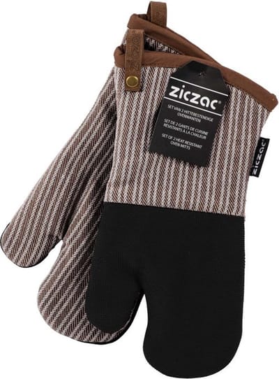 ZICZAC - Ovenwant VENTON - SET/2 - Polykatoen - Hittebestendig - Neopreen - ophanglus - 18x32 cm - Taupe