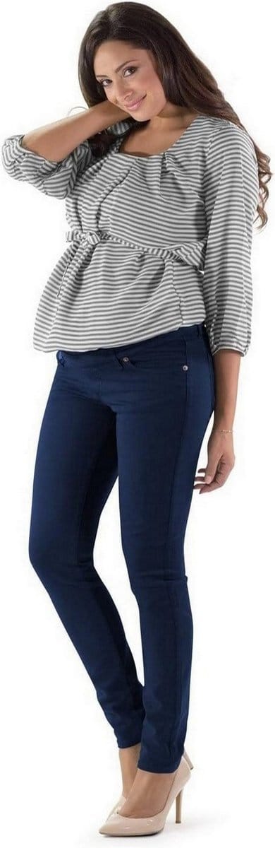 Mamsy - Venezia - Katoenen zwangerschapsbroek - Slim fit - Donker blauw - XL