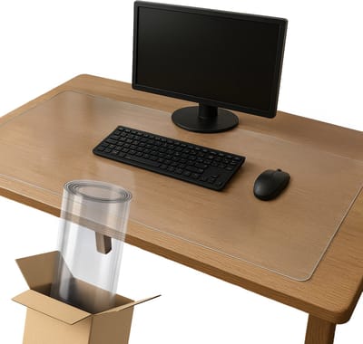 Tulup Bureau Onderlegger - Transparante Bureaubescherming - 90 cm x 55 cm - Transparante Bureauma - Transparante Bureau Onderlegger Groot - Schrijftafel Beschermfolie - PVC-mat Thuiswerkplek - KrasbestendigeTafelmat - Flexibele PVC Bureau Mat