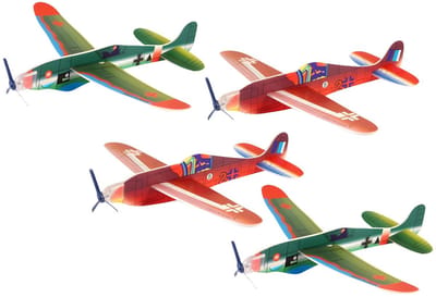 Henbrandt Speelgoed luchtmacht vliegtuigen Airgliders - 4x stuks - echt vliegend - uit Duitsland - 19 cm - Historische vliegtuigjes