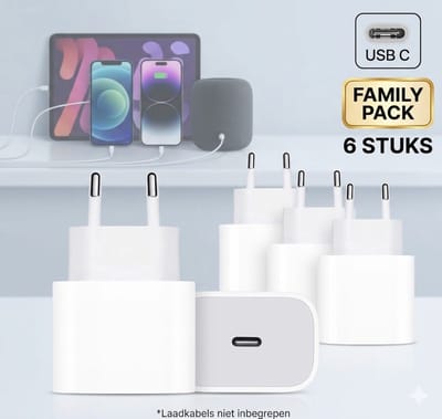 Livobo oplader usb c - Oplader geschikt voor iPhone 17 - iPad Pro – Oplader – usb lader - Snellader - voordeel pakket 6 stuks