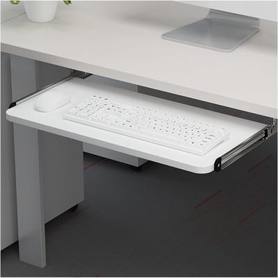 Toetsenbordlade Onder Bureau - Computerlade Bureau - Bureau Organiseren - Stabiele Metalen Geleiders - 52x25cm - Wit