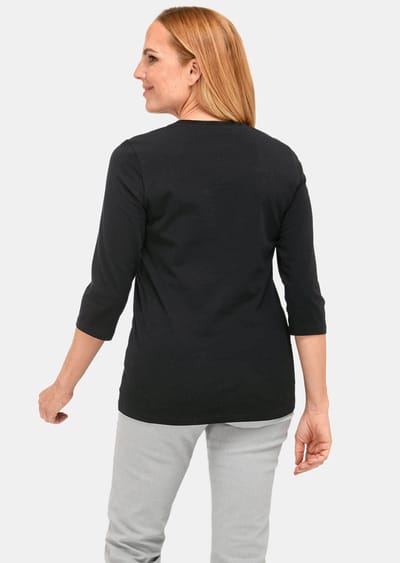 Gedessineerd shirt met ronde hals van pima-katoen - zwart - Gr. 40 van Goldner Fashion