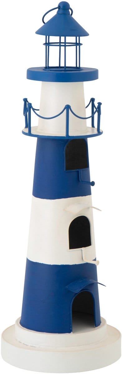 J-Line vogelhuisje Vuurtoren - ijzer - blauw/wit