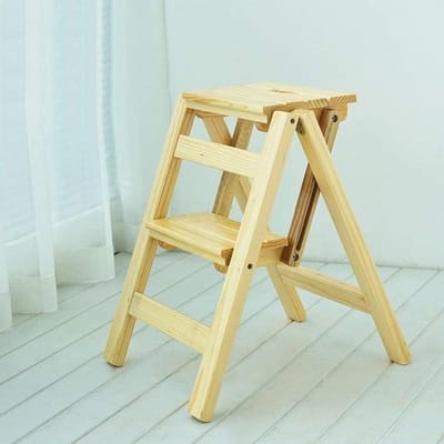Opvouwbare Ladder Kruk - Opstap Stoel - Klusjes Binnenshuis - Houten Afwerking - 2 Treden - Niet gespecificeerd