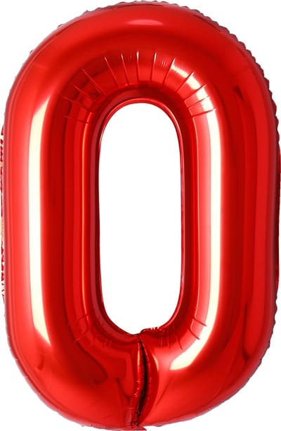 Ballon Cijfer 0 Jaar Rood Folie Ballon Verjaardag Versiering Cijfer ballonnen Feest versiering Met Rietje - 36Cm