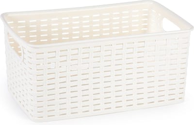 Plasticforte Opbergmand - Kastmand - rotan kunststof - creme wit - 5 Liter - 15 x 28 x 13 cm