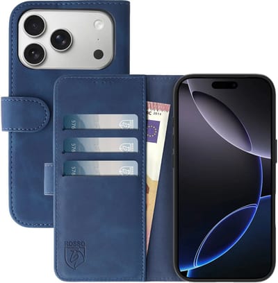 Rosso Element Geschikt voor Apple iPhone 17 Pro | Wallet Book Case | Portemonnee Hoesje | 3 Pasjes | Magneetsluiting | Stand Functie | Blauw