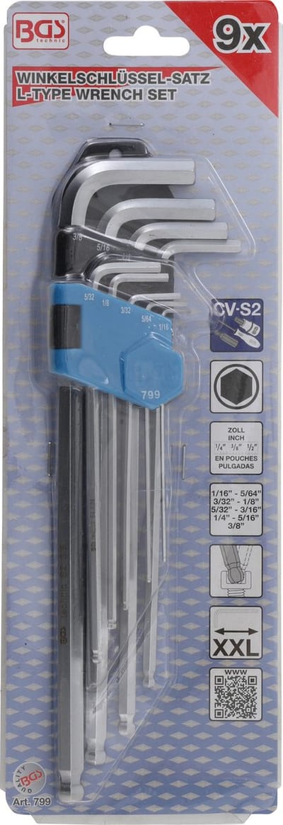 Inbusset 9 delig (engels/ inch) BGS 799
