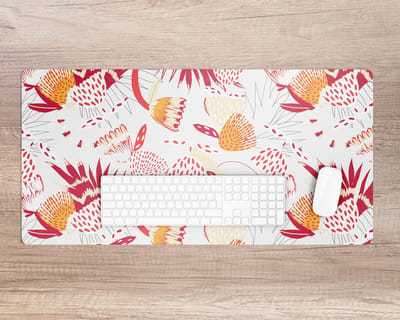 Coloray Bureau Onderlegger - Rood bloemenpatroon Bureau Onderlegger Groot - 90 cm x 45 cm - Rood Bureau Onderlegger - Bureau Onderlegger XXL - Computer Mat - Bureau Pad - Bureau Mat