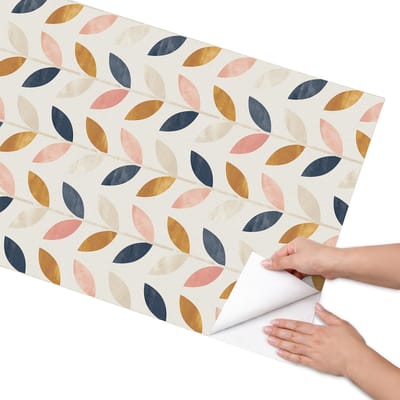 Coloray Meubel Wrap Folie - Beige Meubelfolie - 65x130 cm - Wrapfolie Keuken Bladpatroon - Decoratiefolie - Scandinavisch Meubelfolie - Meubel Wrap Folie - Woonkamer decoratie - Achtergronden en patronen