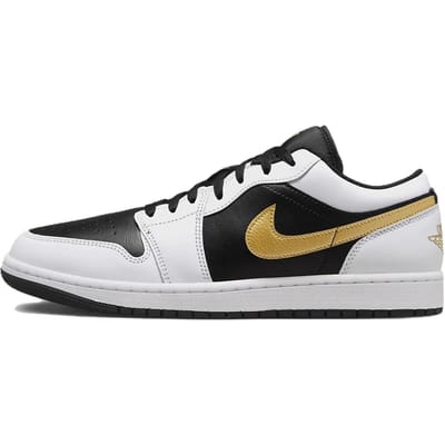 Nike Air Jordan 1 Low - Maat 46 - White / Black / Gold - Sneakers Heren - Doos Zonder Deksel