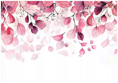 WALLARENA - Fotobehang - 150x105 cm - fotobehang met roze bladeren voor de slaapkamer en woonkamer, vliesbehang
