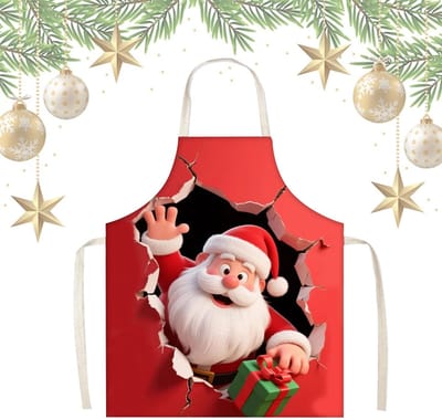 Dailygoods- Keukenschort Waterdicht - Kerstman Geschenkpakket - Kookschort Dames/Heren - Chef-Kokschort - 65 x 75 cm - Polyester Materiaal