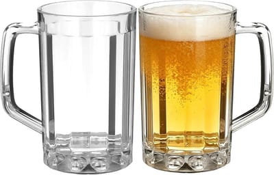 Transparante 500ML Biermok Set van 2 | Plastic Drinkbekers voor Bier, Sap en Water | Ideaal voor Feestjes en Huishoudelijk Gebruik