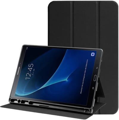 Tablet Hoes Geschikt voor Samsung Galaxy Tab A 10.1 (2016) | Luxe Tri-Fold Book Case | Kunst Leren Bescherm Hoes | Standaard Functie | Zwart
