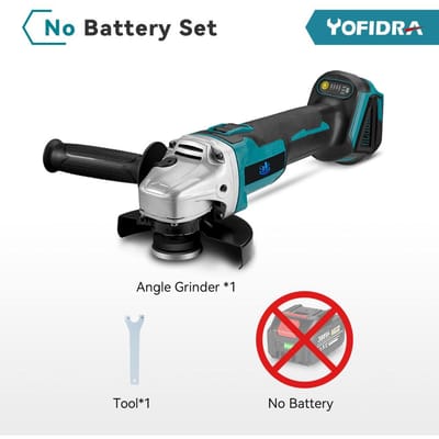 Yofidra 125mm borstelloze haakse slijper 4 versnellingen snoerloze slijpmachine snijden houtbewerking elektrisch gereedschap voor Makita 18V accu Without Battery