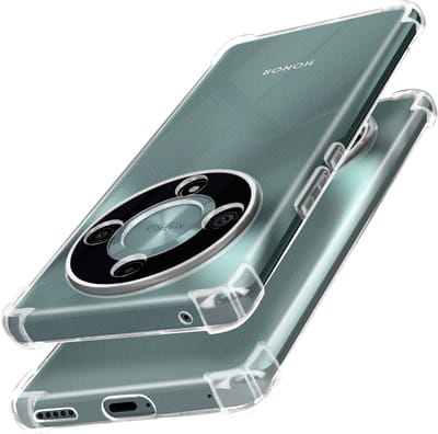 Mayaxess, Hoes voor Honor Magic 6 Lite Silicone bumper Versterkte hoeken, Transparant