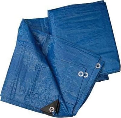 Afdekzeil, van polyethyleen, met oogjes, versterkte hoeken, multifunctionele regenbescherming, waterdicht, kleur blauw 90 g/m² (MT 8 x 10)