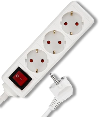 Meerdere Stopcontacten - Verlengkabel Blok - Energie Besparen - Verlichte Aan/Uit Schakelaar - 1.4 m Kabel - Wit
