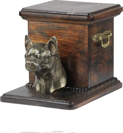 Elegante urn voor Chihuahua met hondenbuste voor asbewaring