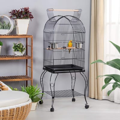 Papa Simba Vogelvolière grote vogelkooi met deuren vogelhuis ,59 x 59 x 150 cm , Zwart , HMTM-BC-10010-Black