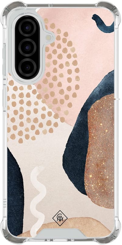 Casimoda® hoesje - Geschikt voor Samsung Galaxy A36 - Abstract Dots - Shockproof case - Extra sterk - TPU/polycarbonaat - Bruin/beige, Transparant