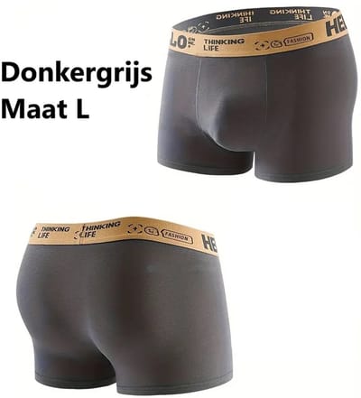 HELLO Elastische Heren Boxershort I Onderbroek Mannen I Heren Ondergoed I Ademend, Zacht & Comfortabel I Maat L I Donker Grijs