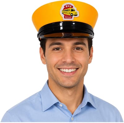 Funny Fashion Bus chauffeur verkleed pet - geel - volwassenen - Amerikaanse chauffeur - schoolbus
