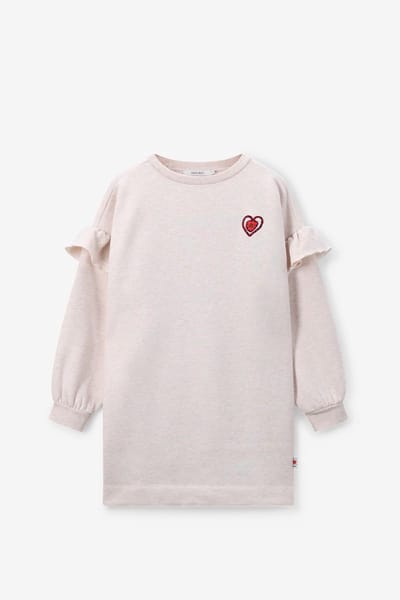 Sissy-Boy - Lichtgrijze sweatjurk met ruffles