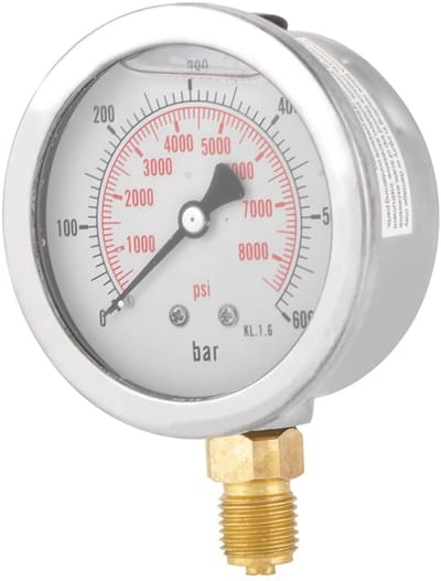 Dailygoods- Drukmeter 63mm - Manometer Waterdruk 0-600Bar - Drukmeter Compressor - Duidelijke Afleesbaarheid - Schokbestendig - Compact Ontwerp