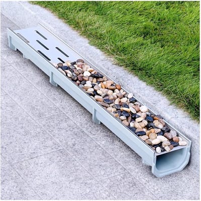 Drainagegoot RVS - Afvoergoot Terras - Water Afvoeren - Robuuste Harsconstructie - 100 cm Lengte - Zilver