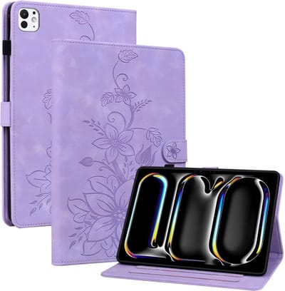 Coverup Tablethoes geschikt voor iPad Pro 11 (2024/2025) Hoesje - Lily Flower Book Case - Paars