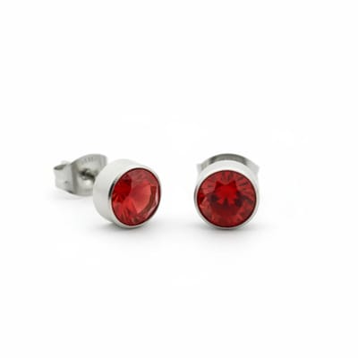 Aramat Jewels | Oorbellen | Oorstekers – Staal Kristal Rood Zilverkleur (7mm) | | | |7mm | Staal | Kinderen, Volwassenen | Verkleurd niet