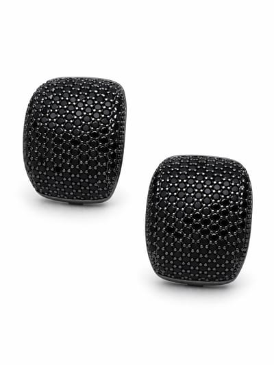 AVANT-GARDE PARIS AGPER56044 - Oorknopjes Pavé Dome - Zwart - Metaal Met Zirkonia - Rhodium Plating - Voor Dames