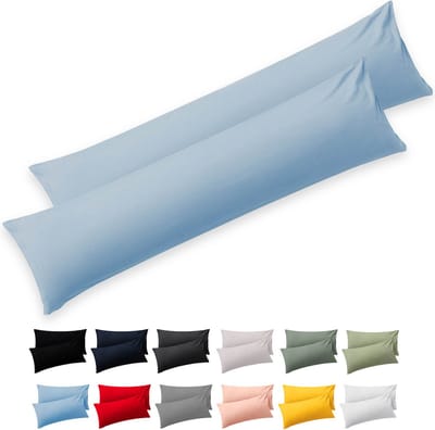 Blumtal - Set Van 2 Kussenslopen - Superzachte Premium Jersey Kussenhoes - 100% Katoen - 40 x 145 cm - Lichtblauw