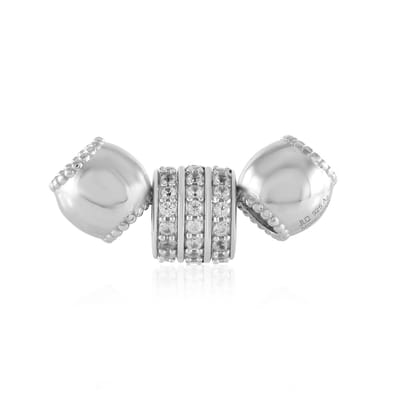 Cavill - Zilveren Hanger - 925 Sterling Zilver Geplatineerd - 46 Cambodjaanse Zirkonia's Rondgeslepen 0,399 ct - Elegante Asymmetrische Sieraad