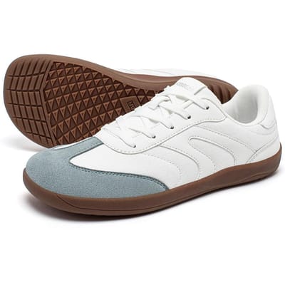 HOBIBEAR Barefoot Wijde Teen Sneakers Unisex Nul Drop Minimalistische Canvas Schoenen Antislip Vetersluiting Wandelsneaker 47 gray