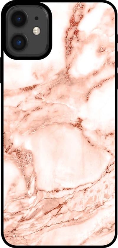 Smartphonica Telefoonhoesje voor iPhone 11 marmer look - backcover marmer hoesje - Wit Rosé Goud geschikt voor iPhone 11