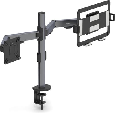 Sounix Monitor Arm voor 13 t/m 32 Inch - Laptop standaard tot 16 Inch - Monitorbeugel geschikt voor 2 schermen - Laptop Standaard - Verstelbaar - Zwart