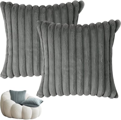 OKWISH Kussenslopen – Sierkussensloop Set Met Pluche Kussenslopen Voor Couch, Slaapkamer En Auto – Zachte Fluwelen Kussenslopen – Lichtgrijs