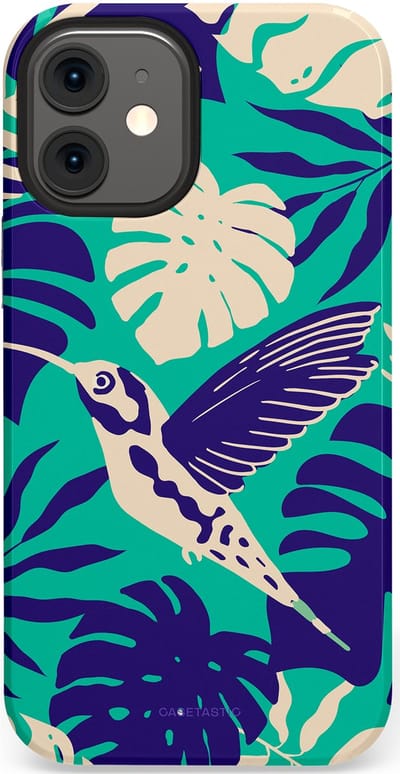 Casetastic Hoesje Geschikt voor Apple iPhone 12 Mini - Stijlvolle Beschermende Duo-layer Case - Paradijs Kolibrie