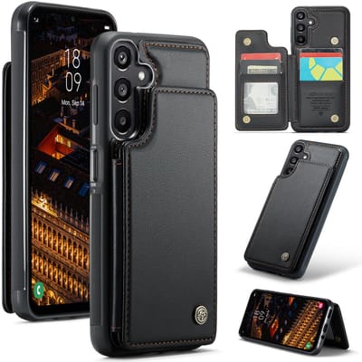 Luxe Portemonnee Backcover met Anti-RFID kaarthouders voor Galaxy A17 _ Zwart