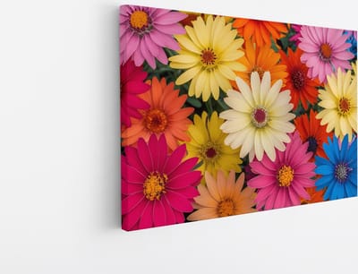 Saammp Canvas Schilderij - Kleurrijke Bloemen Close-Up - Natuur - Abstract - 45x30 - Foto op canvas - Wanddecoratie - Muurdecoratie Woonkamer - Kantoor Decoratie